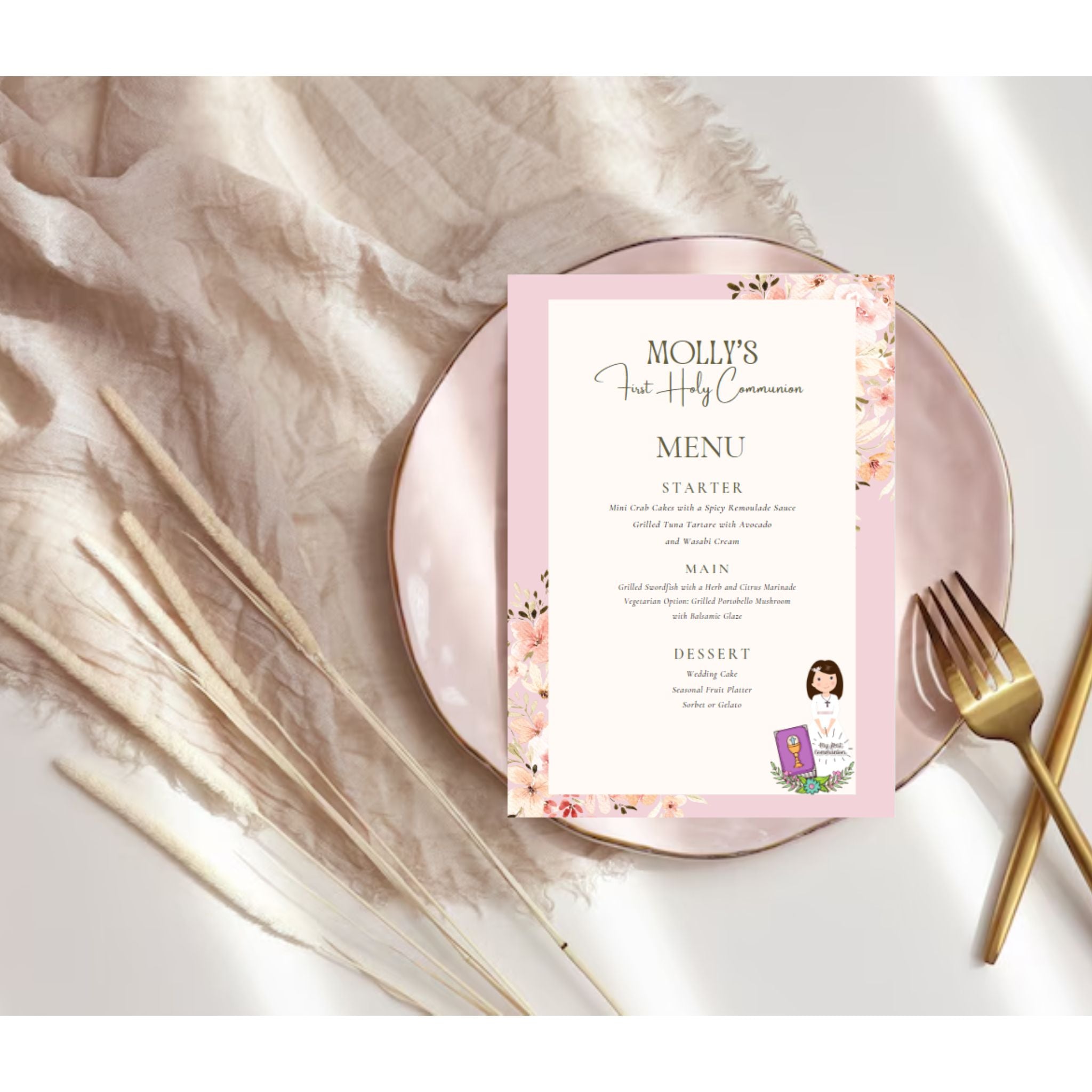 Holy Communion Menu Customized – Panda Print